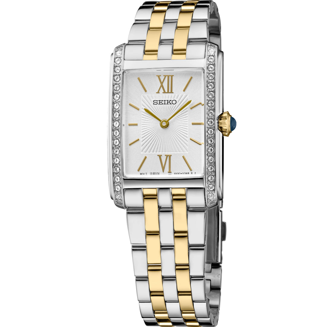 Seiko Essentials Women's White Patterned Dial Two-Tone Quartz Watch SWR093