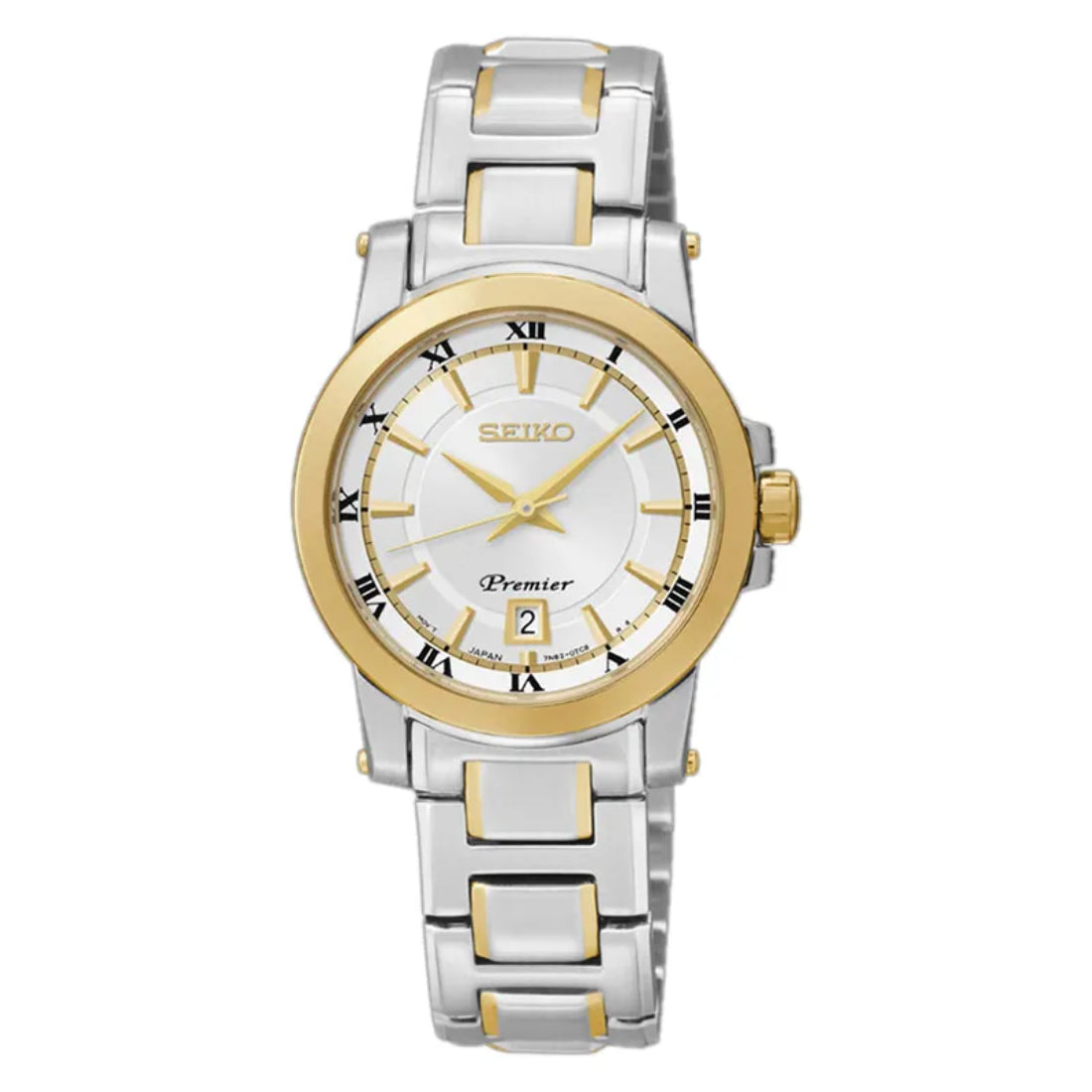 Seiko Premier Women's White Dial Two-Tone Stainless Steel Quartz Watch SXDF44