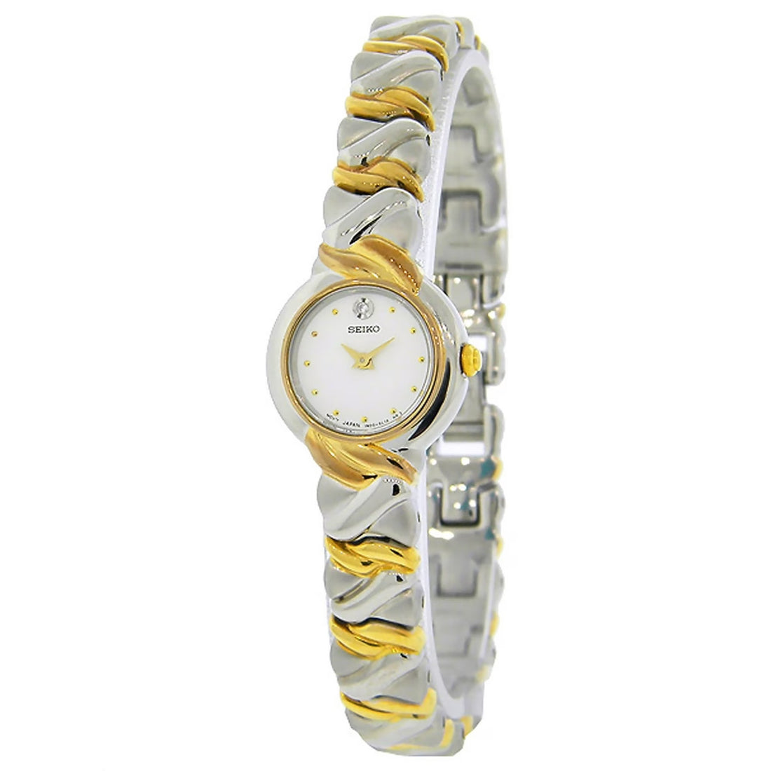 Seiko Essentials Women's White Dial Two-Tone Bracelet Quartz Watch SXJZ38