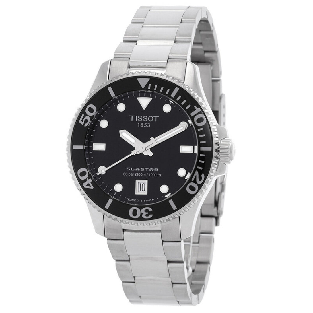 Tissot Seastar 1000 Unisex Black Dial Stainless Steel Bracelet Quartz Watch T120.210.11.051.00