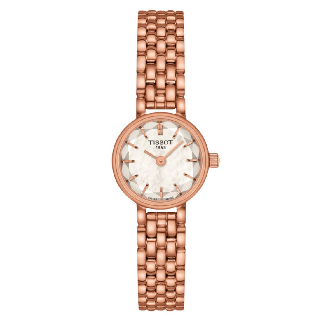 Tissot T-Lady Lovely Round Women's White Mother-of-Pearl Dial Stainless Steel Bracelet Quartz Watch T140.009.33.111.00
