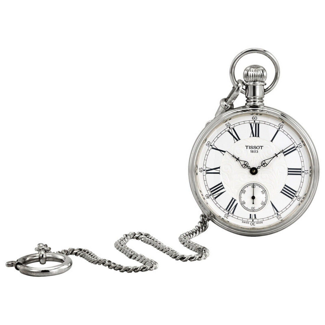 Tissot Lepine Men's Silver Chain Mechanical Pocket Watch - T861.405.99.033.00