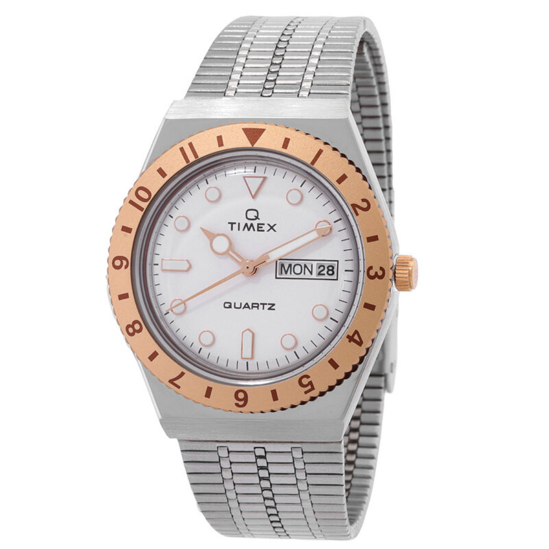Q Timex Women's Silver-tone Dial Stainless Steel Bracelet Quartz Watch TW2U95600VQ