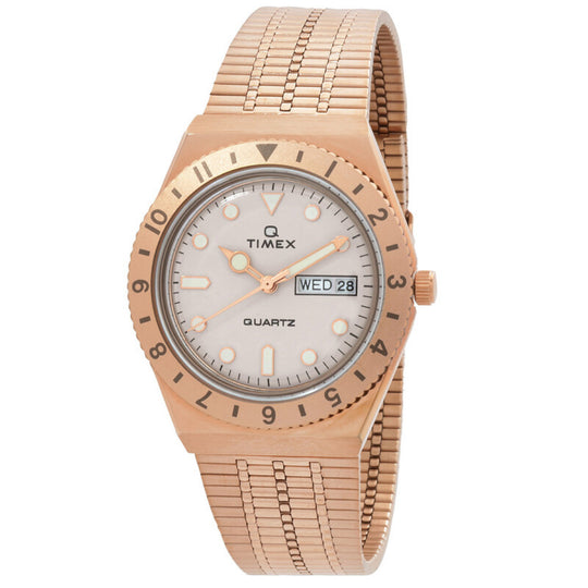 Q Timex Women's Cream Dial Stainless Steel Bracelet Quartz Watch TW2U95700VQ