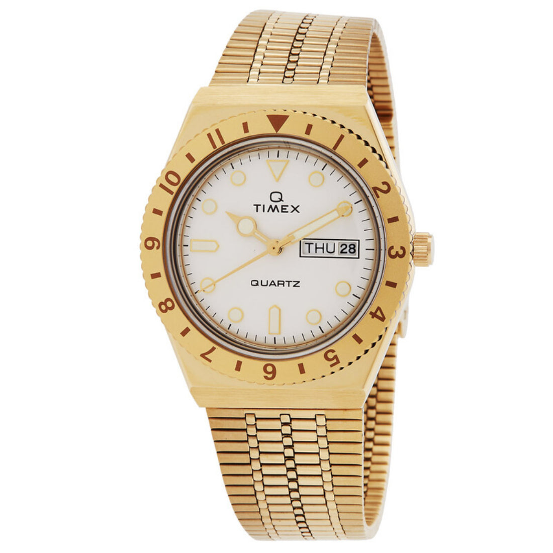 Q Timex Reissue Women's Cream Dial Stainless Steel Bracelet Quartz Watch TW2U95800