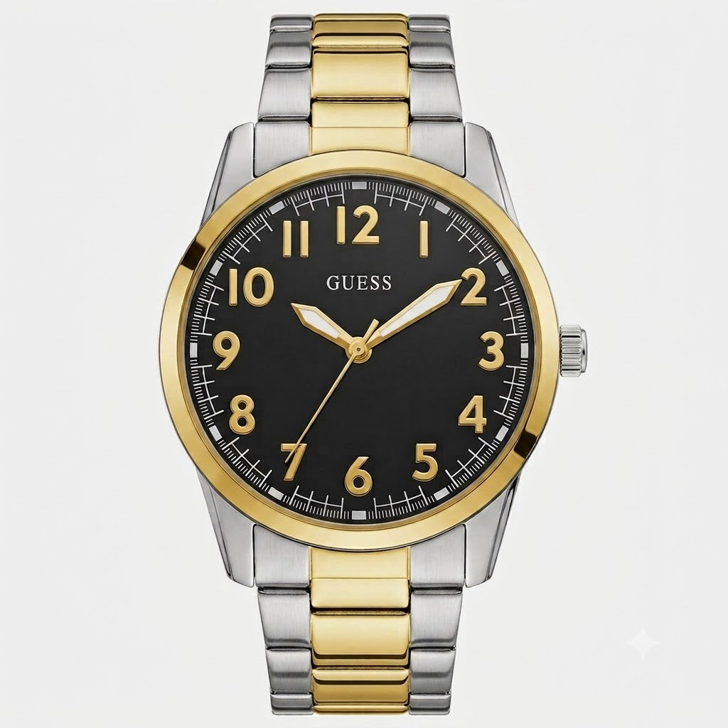 Guess Guess Dress Collection Men's Two-tone/Silver and Gold Bracelet Quartz Watch - U1323G2