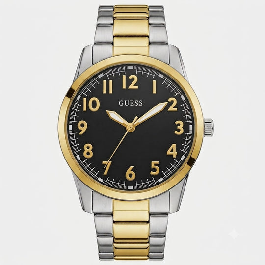 Guess Guess Dress Collection Men's Two-tone/Silver and Gold Bracelet Quartz Watch - U1323G2
