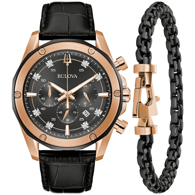 Bulova Crystal Men's Black Bracelet Quartz Watch - 98K117