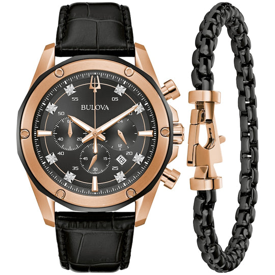 Bulova Crystal Men's Black Bracelet Quartz Watch - 98K117