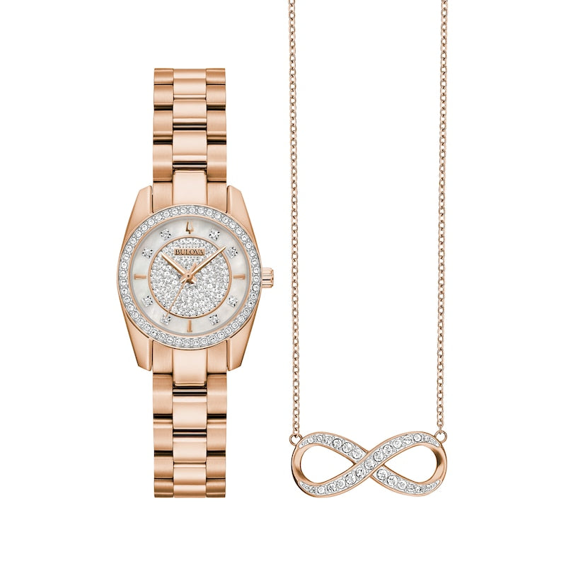 Bulova Crystal Collection Women's Rose Gold-tone Bracelet Quartz Watch - 98X140