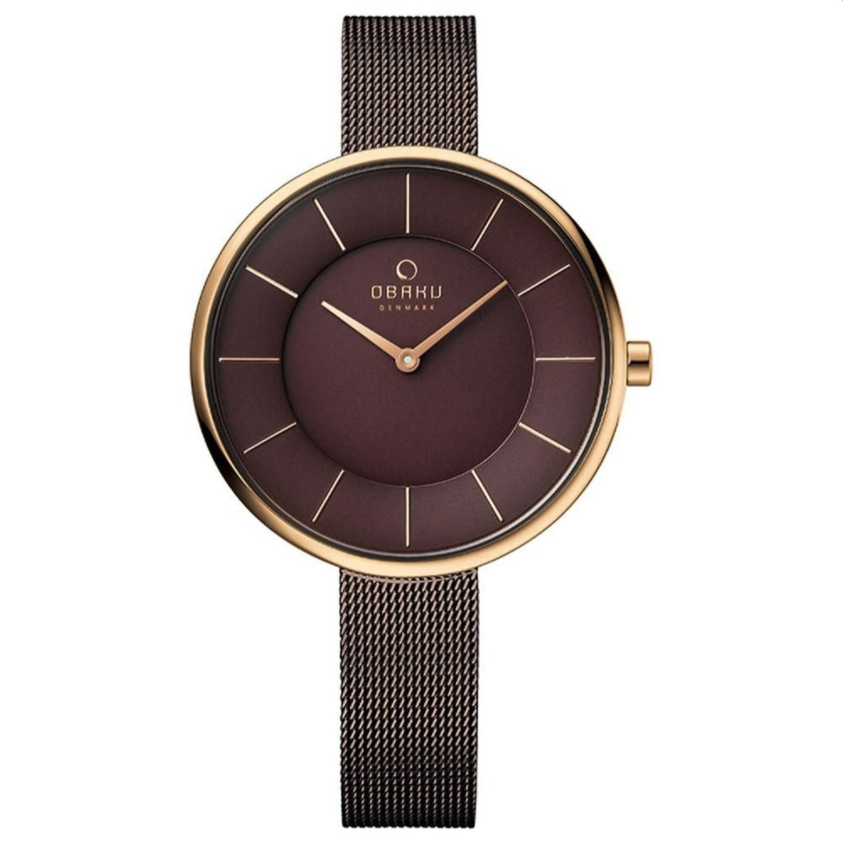Obaku Women&#39;s V185LXVNMN Brown Stainless Steel Mesh Bracelet Watch