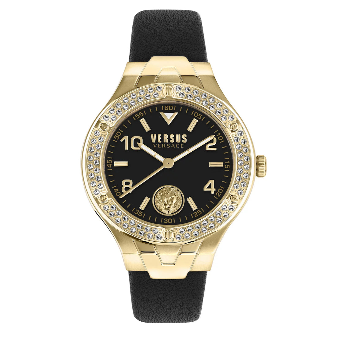 Versace Vittoria Women's Black Dial Leather Strap Quartz Watch VSPVO2324
