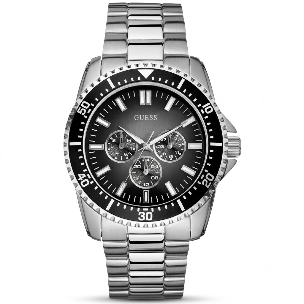 Guess Focus Men's Silver Bracelet Quartz Watch - W10245G4