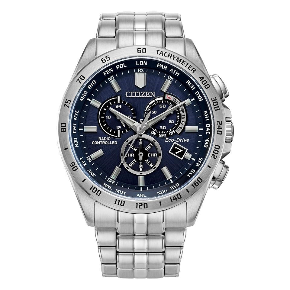 Citizen A-T World Chrono Men's Silver-tone Bracelet Quartz Watch - CB5870-58L