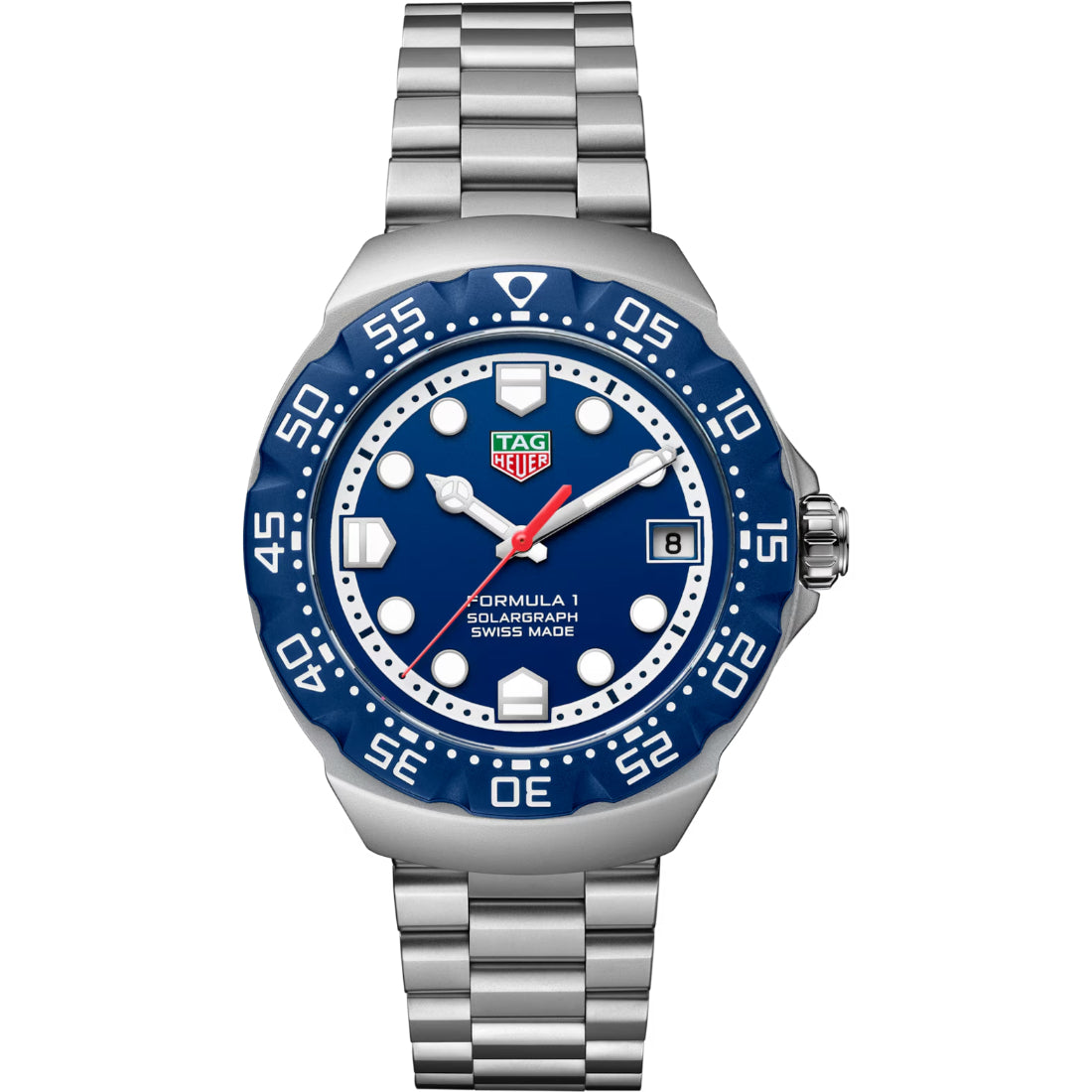 Tag Heuer Formula 1 Solargraph Men's Silver Bracelet Quartz Watch - WBY1112.BA0042