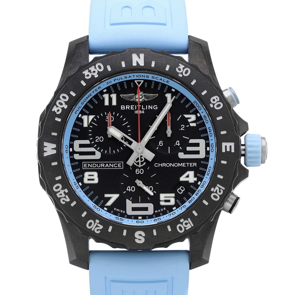 Breitling Men&#39;s X82310281B1S1 Light Blue Rubber Watch