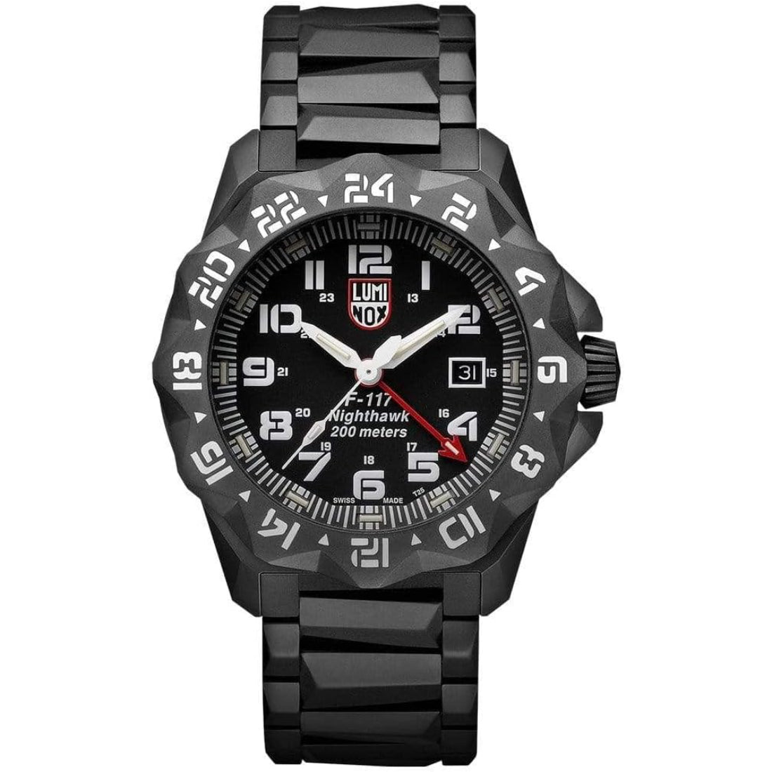 Luminox F-117 Nighthawk 6420 Series Men's Black Dial Gunmetal Gray Stainless Steel Bracelet Quartz Pilot Watch XA.6422