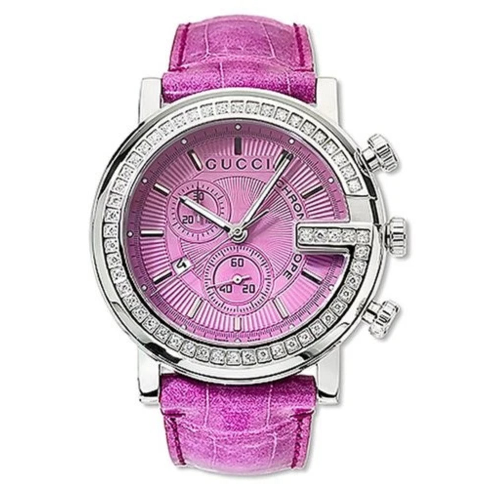 Gucci Men&#39;s YA101313 Pink Leather Watch