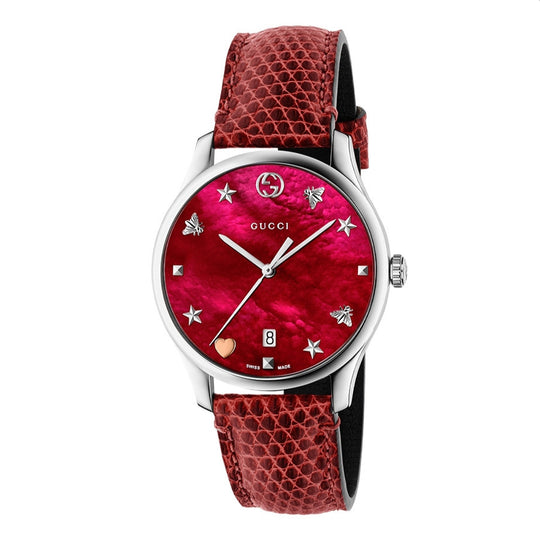 Gucci Women's YA1264041 Red Leather Watch