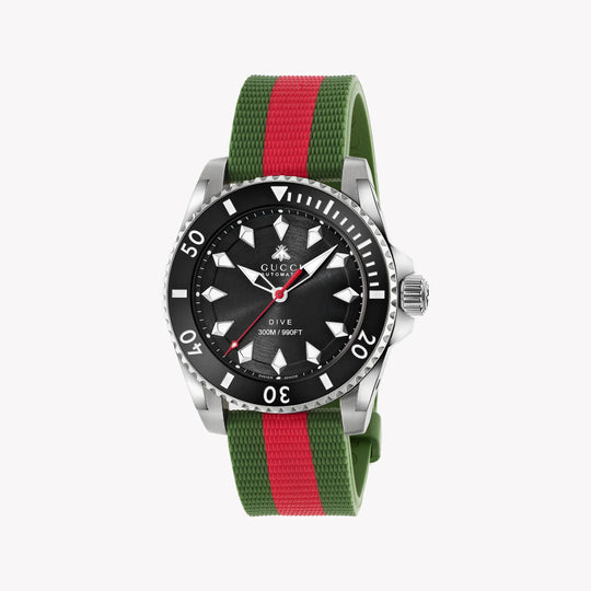 Gucci Dive Unisex Red and Green Strap Automatic Watch - YA136349
