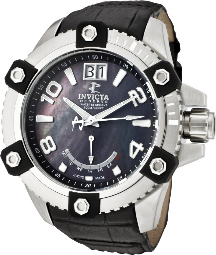 Invicta Men's 1725 Reserve Octane Quartz Chronograph Black Mother of Pearl Dial Watch