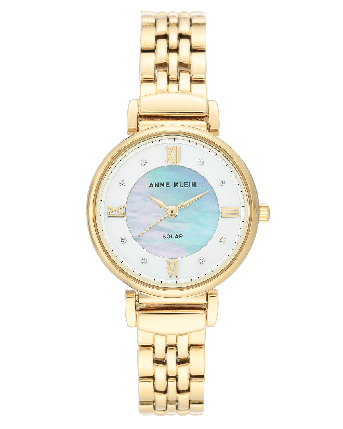 Anne Klein Swarovski Crystal Accented Solar Collection Women's Gold Bracelet Quartz Watch - AK/3630MPGB
