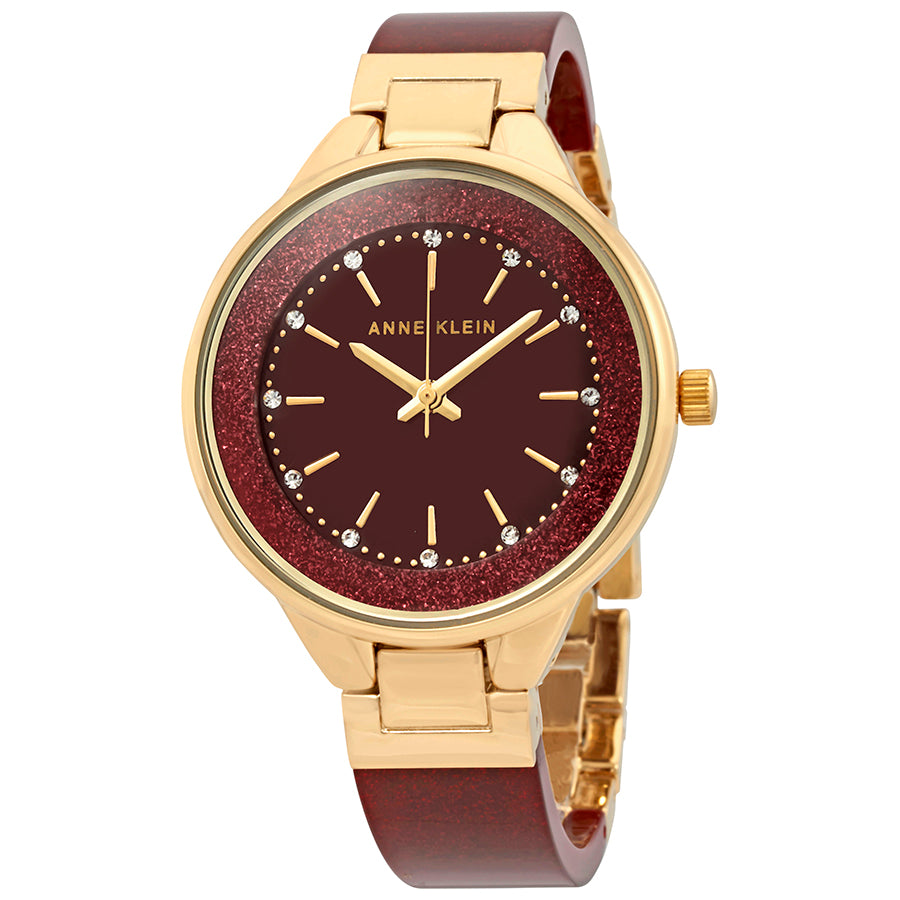 Anne Klein 1408 Series Women's Burgundy with Gold-tone accents Bracelet Quartz Watch - AK/1408BYBY