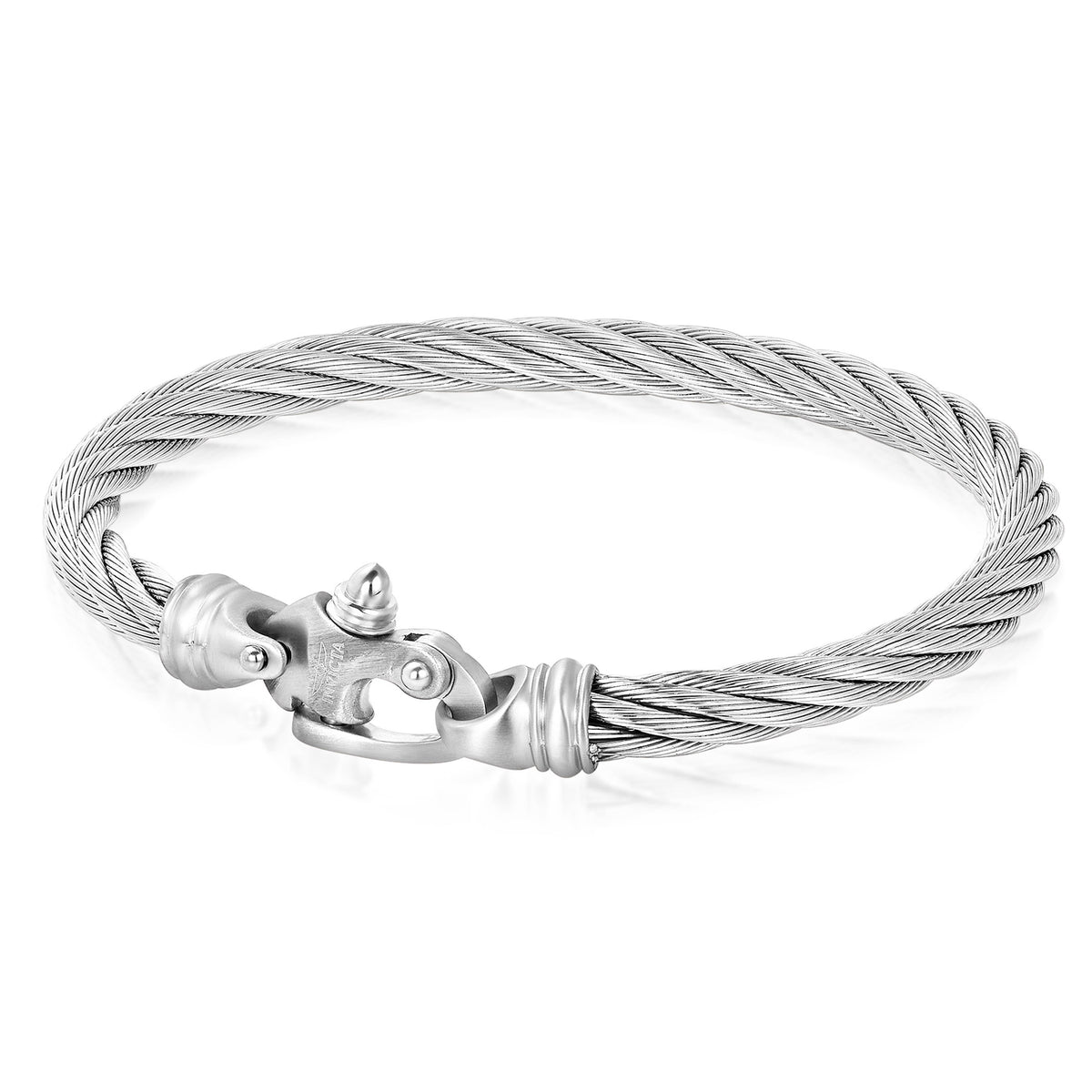 Invicta Stainless Steel Cable Braceletwith Fancy Clasp - 21cm