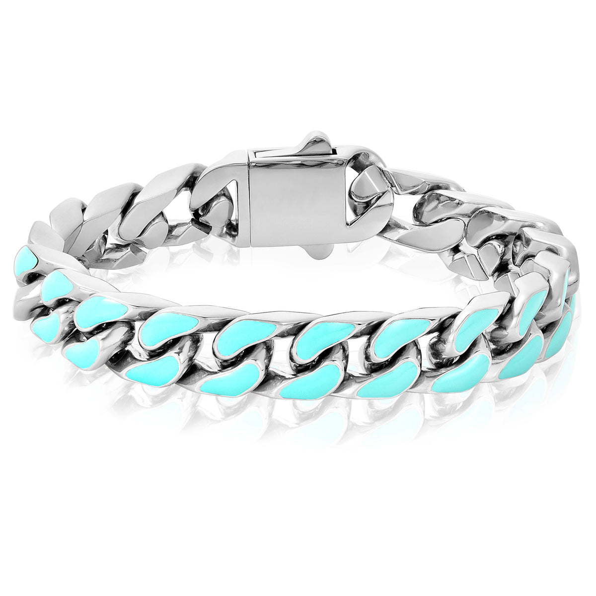 Invicta Men's Light Blue Enamel Steel Chain Bracelet - 8.5