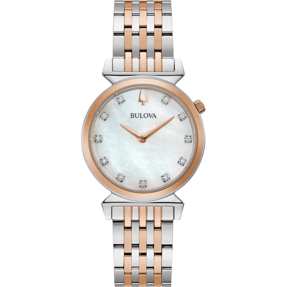 Bulova Regatta  Women's Rose Gold-Silver Two tone Bracelet Quartz Watch - 98P192
