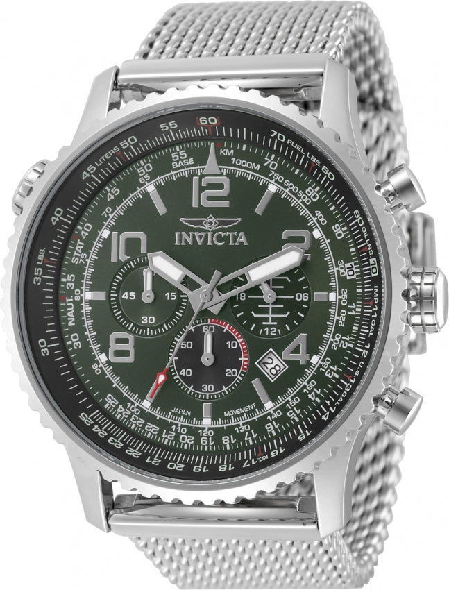 Invicta Men's 49752 Aviator Quartz Military Green Dial Chronograph Watch