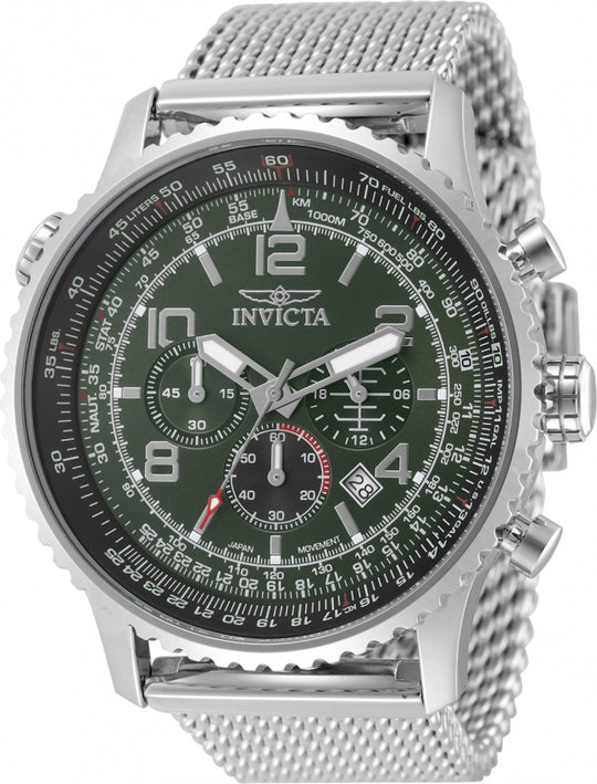 Invicta Men's 49752 Aviator Quartz Military Green Dial Chronograph Watch