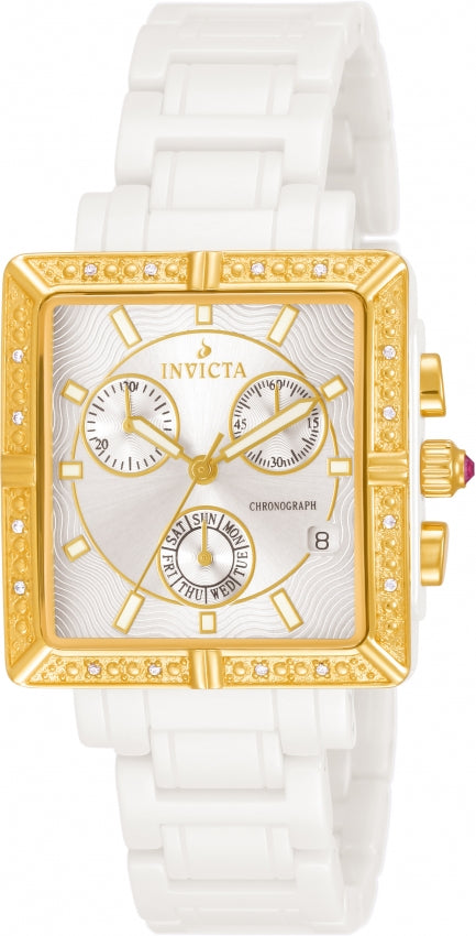 Invicta Women's 10214 Ceramics Quartz Chronograph Silver Dial Watch