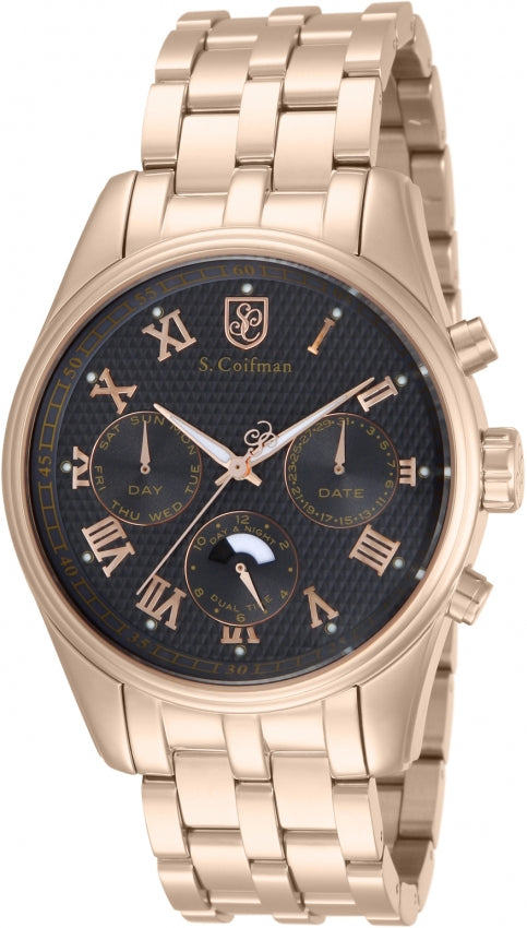 S.Coiffman Men's SC0166 Heritage Quartz Chronograph Black Dial Watch