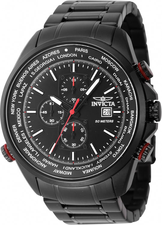 Invicta Men's 47820 Aviator Quartz Multifunction Black Dial Watch