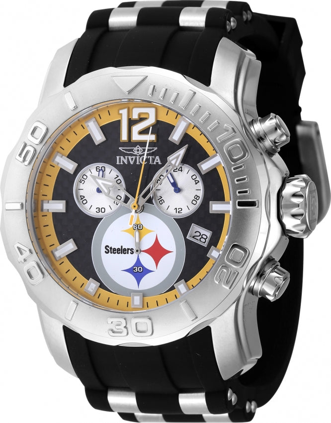 Invicta Men's 48001 NFL Pittsburgh Steelers Quartz Chronograph Black Dial Watch