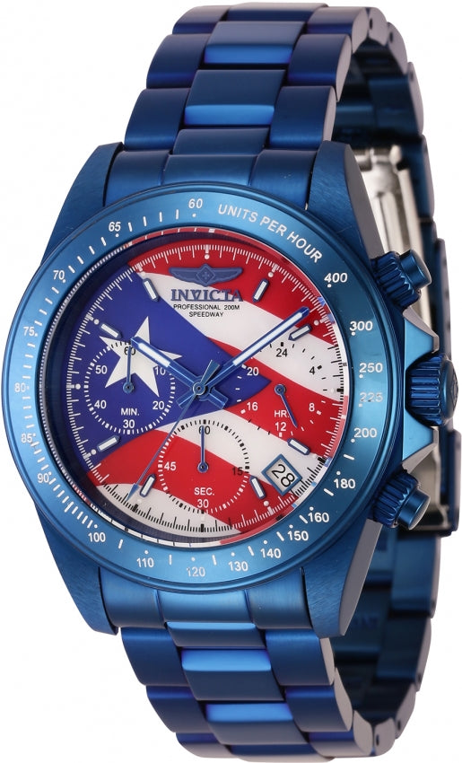 InvictaMen's 46113 Speedway Quartz VD53B-14 Red, White, Blue Dial Watch