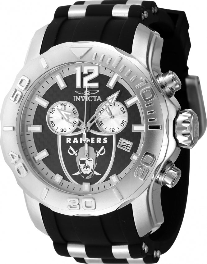 Invicta Men's 48002 NFL Las Vegas Raiders Quartz Multifunction Black Dial Watch