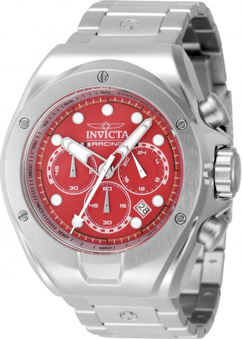 Invicta Men's 47744 Invicta Racing Quartz Silver, Red Dial Chronograph Watch