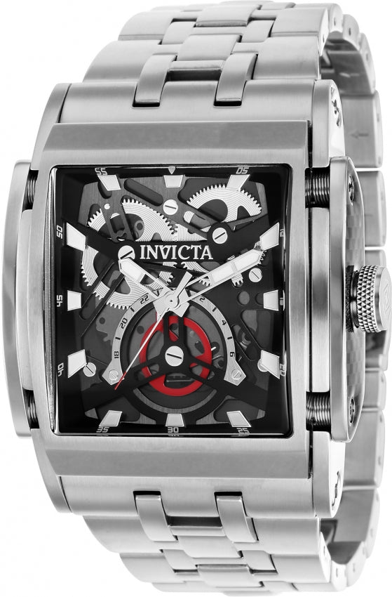 Invicta Men's 41645 Speedway Quartz 3 Hand Black, Gunmetal, Transparent Dial Watch