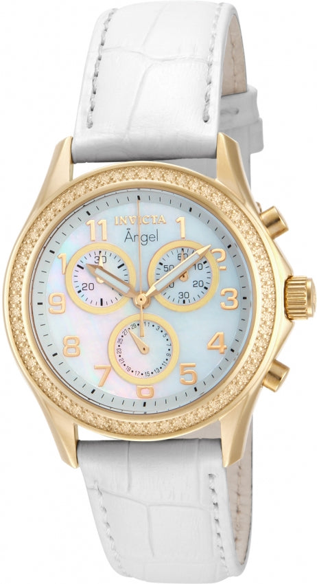 Invicta Women's 12990 Angel Quartz Chronograph Mother of Pearl Dial Watch
