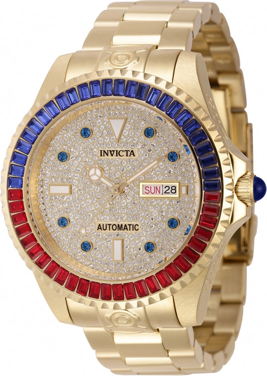 Invicta Men's 46636 Pro Diver Automatic 3 Hand Gold, Pave Dial Watch