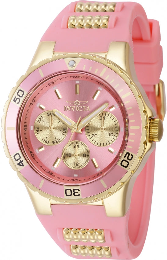 Invicta Women's 39409 Aviator Quartz VH63 Gold, Pink Dial Watch