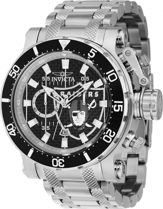 InvictaMen's 41610 NFL Quartz VD54 Silver, Black Dial Watch