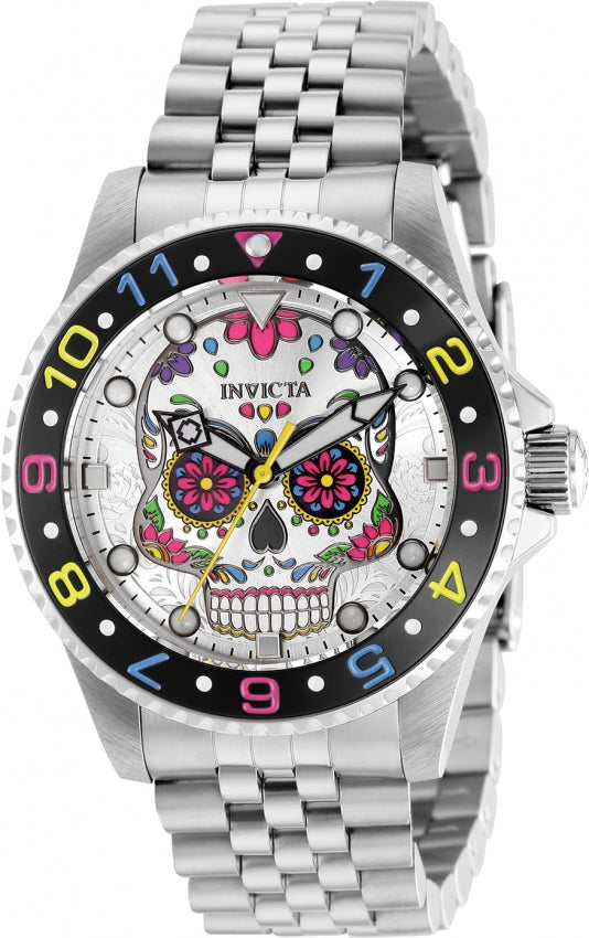 Invicta Men's 36858 Pro Diver Quartz PC21 Purple, Green, Yellow, Pink, Silver, Blue, Black Dial Watch