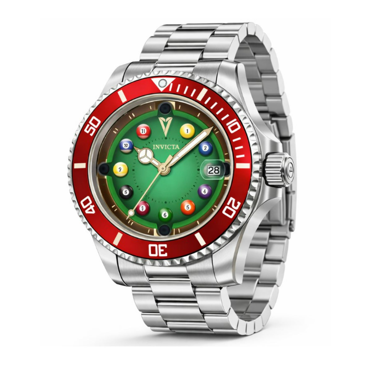 Invicta Men's 50523 Pro Diver Quartz PC32 Green, Red Dial Watch