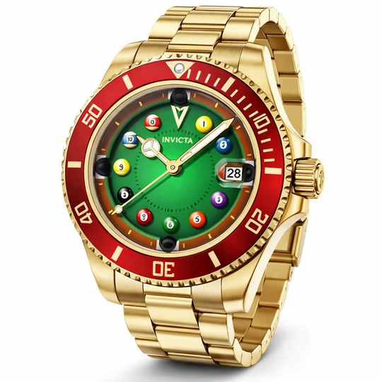 Invicta Men's 50522 Pro Diver Quartz PC32 Green, Red Dial Watch