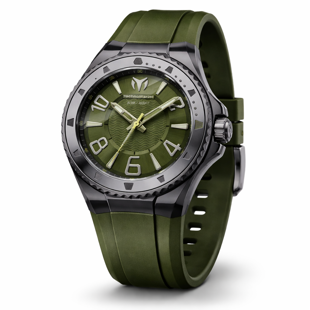 Technomarine Men's TM-225025 Lusso Mare Quartz 2 Hand Olive Green Dial Watch