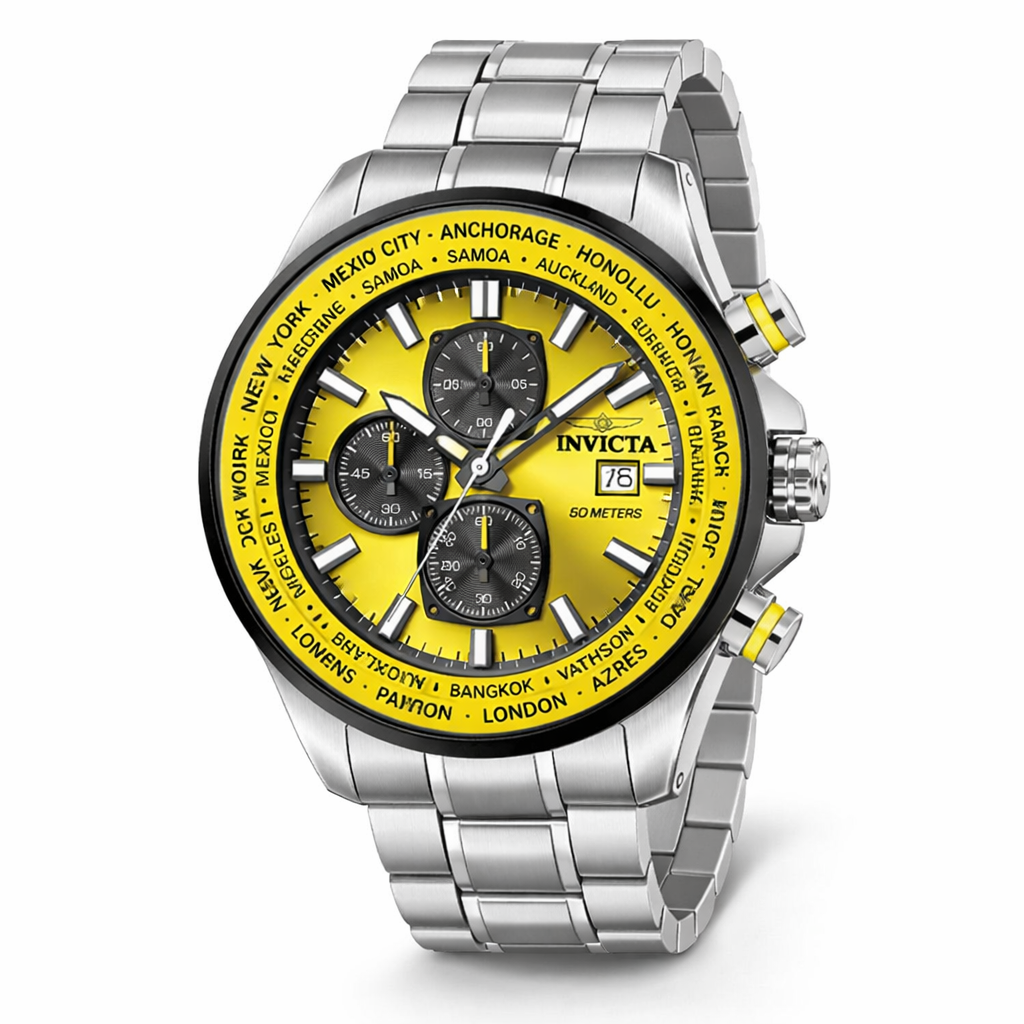 Invicta Men's 50503 Aviator Quartz VD57 Yellow Dial Watch
