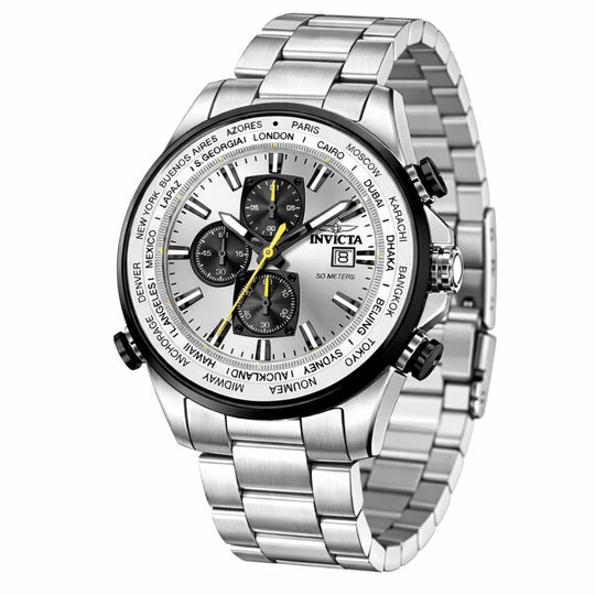 Invicta Men's 50501 Aviator Quartz VD57 Silver Dial Watch